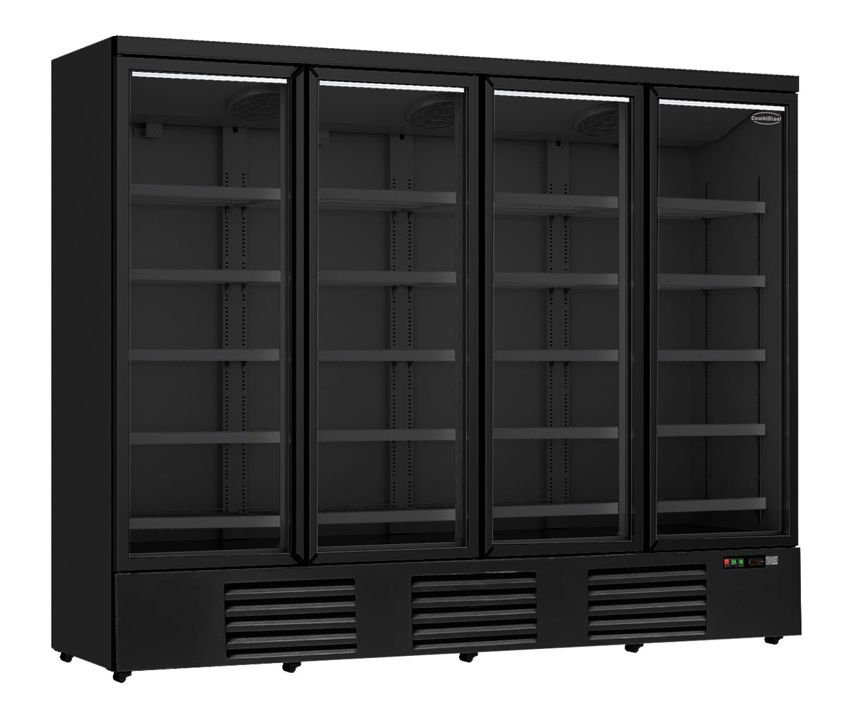 Combisteel Kühlschrank 4 Glastüren Schwarz JDE-2025R Bl *transport auf Anfrage* **achtung, Es Liegt Ein Erhöhter Einscha