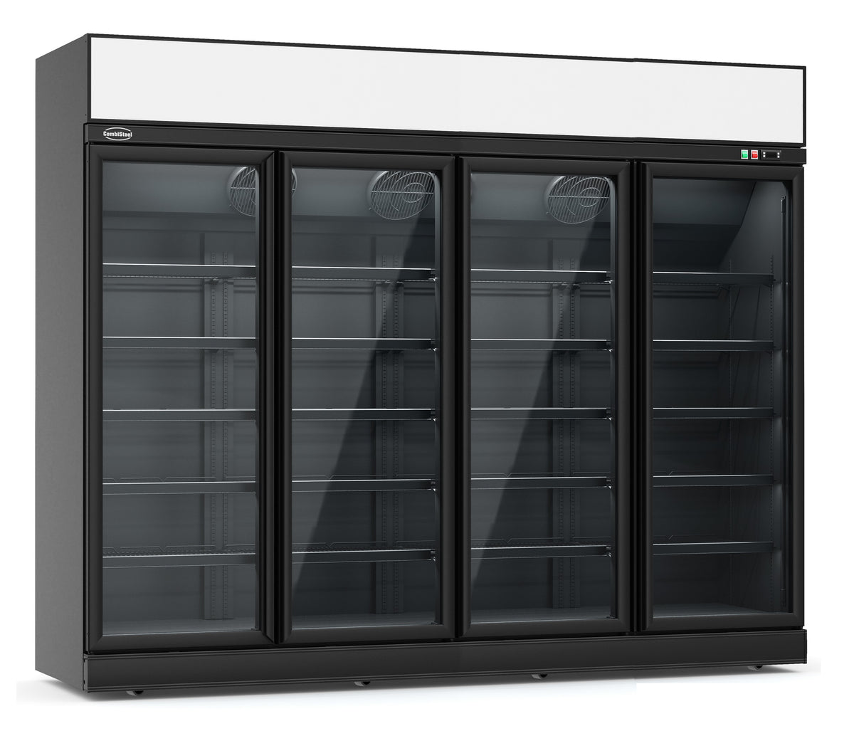 Combisteel Kühlschrank 4 Glastüren Schwarz INS-2060R Bl *transport auf Anfrage* **achtung, Es Liegt Ein Erhöhter Einscha