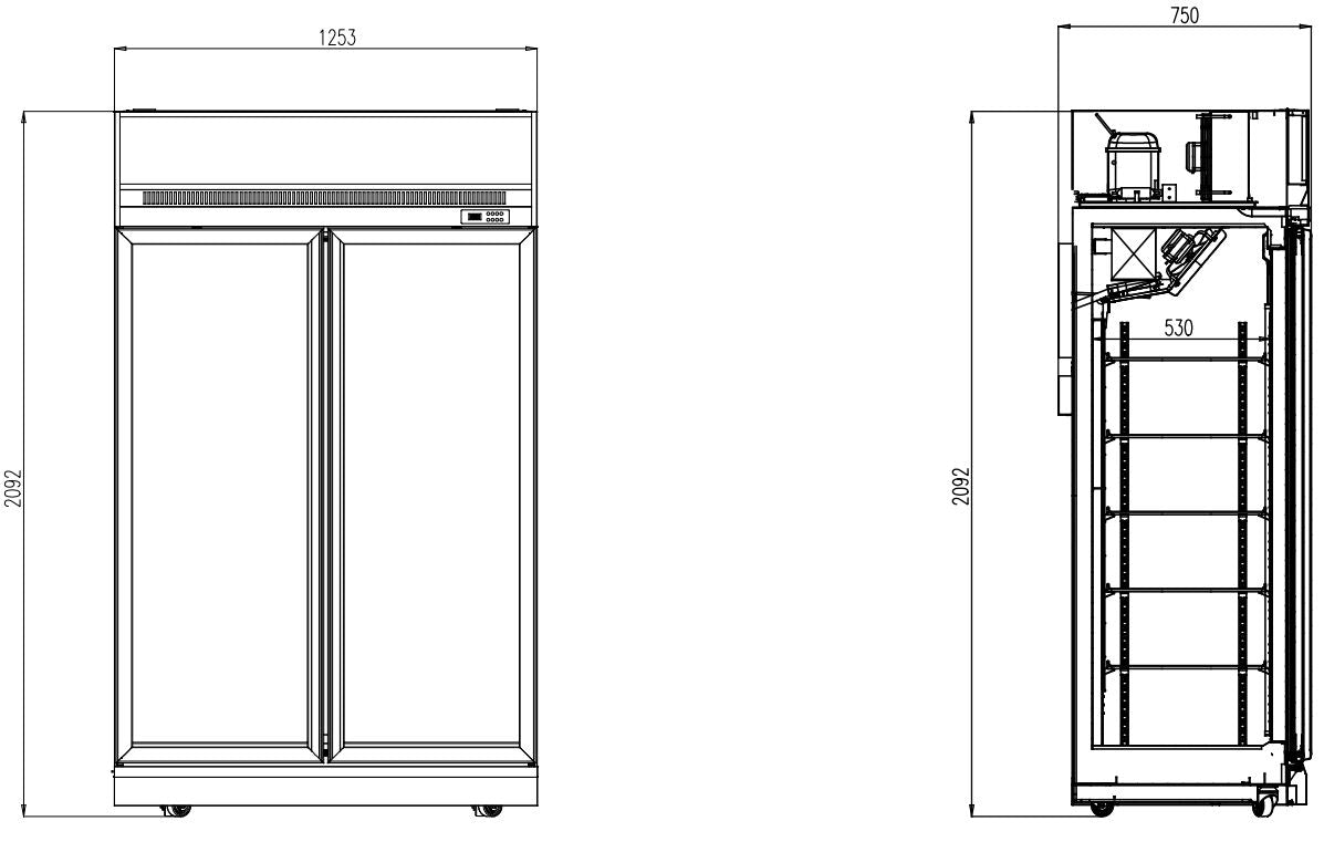 Combisteel Tiefkühlschrank 2 Glastüren INS-1000F **achtung, Es Liegt Ein Erhöhter Einschatlstrom Vor, Sodass Ein Leitung