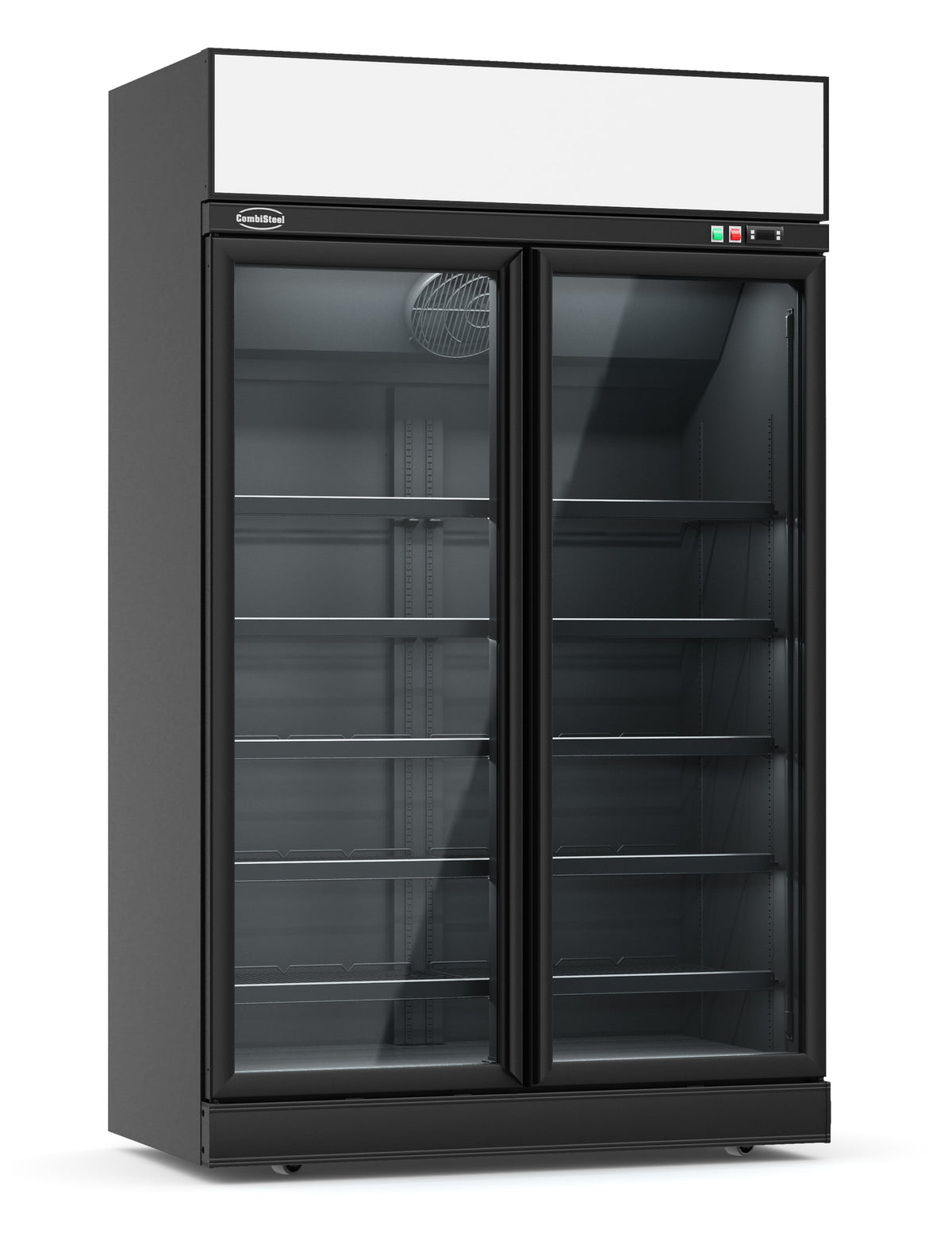 Combisteel Tiefkühlschrank 2 Glastüren Schwarz INS-1000F Bl **achtung, Es Liegt Ein Erhöhter Einschatlstrom Vor, Sodass 