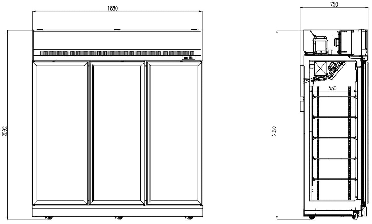 Combisteel Tiefkühlschrank 3 Glastüren INS-1530F **achtung, Es Liegt Ein Erhöhter Einschatlstrom Vor, Sodass Ein Leitung