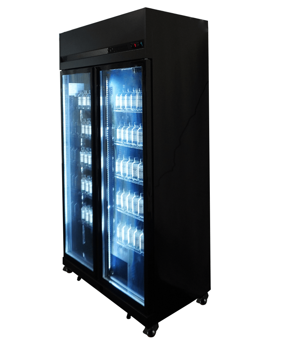 Combisteel Kühlschrank 2 Glastüren Schwarz IRM-770R Bl