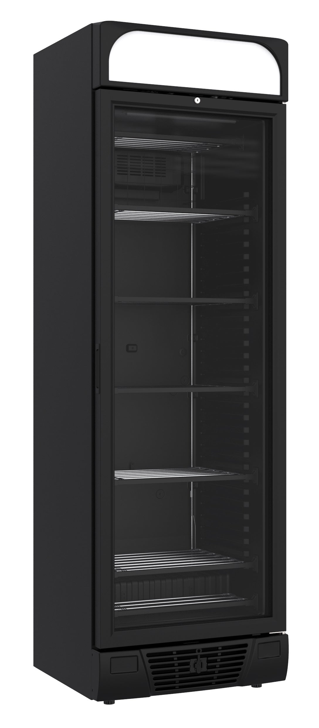 Combisteel Tiefkühlschrank 1 Glastür Schwarz 382l, 640 x 670 x 2056 mm