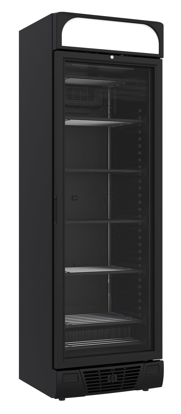 Combisteel Tiefkühlschrank 1 Glastür Schwarz 382l, 640 x 670 x 2056 mm