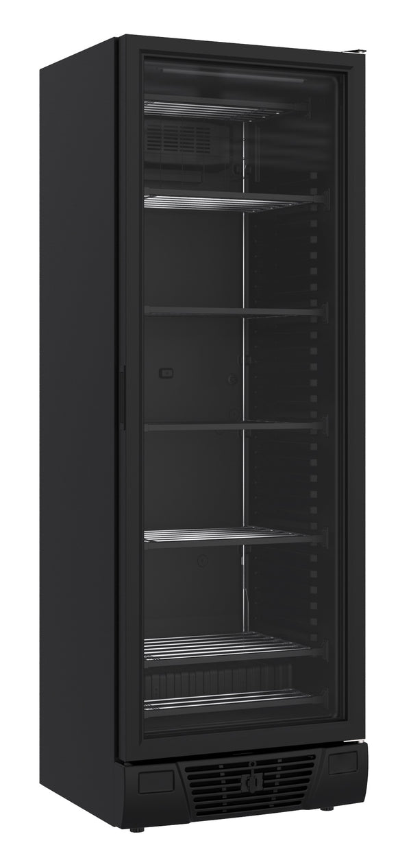 Combisteel Tiefkühlschrank 1 Glastür Schwarz 382l, 640 x 670 x 1875 mm