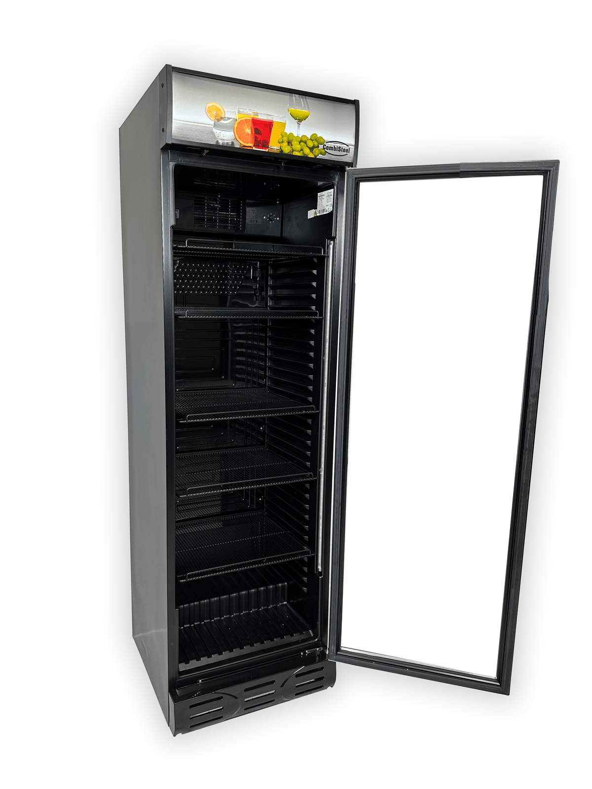 Combisteel Kühlschrank 1 Glastür Schwarz, 595 x 620 x 2000 mm