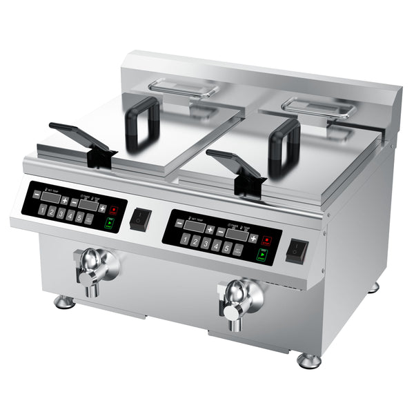 Stalgast Induktions-Doppel-Fritteuse, 2x8 Liter, 518x490x418 (BxTxH), 2x3.5 kW
