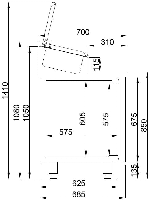 Combisteel Saladette 2 Türen 7x 1/3GN Behälter