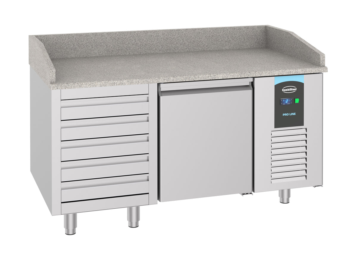 Combisteel Pizzatisch mit 1 Tür und 5 Schubladen