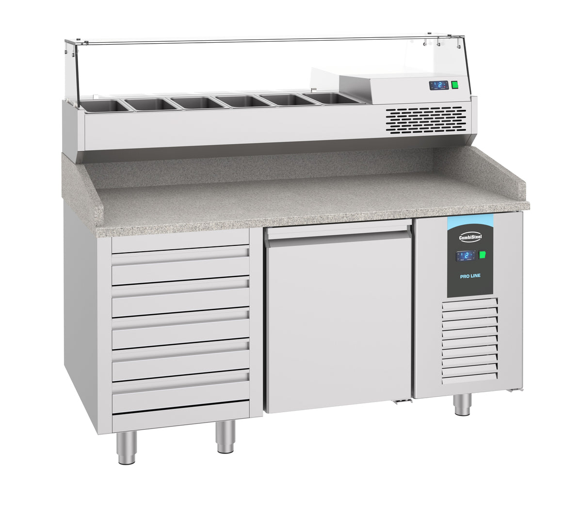 Combisteel Pizzatisch mit 1 Tür und 5 Schubladen