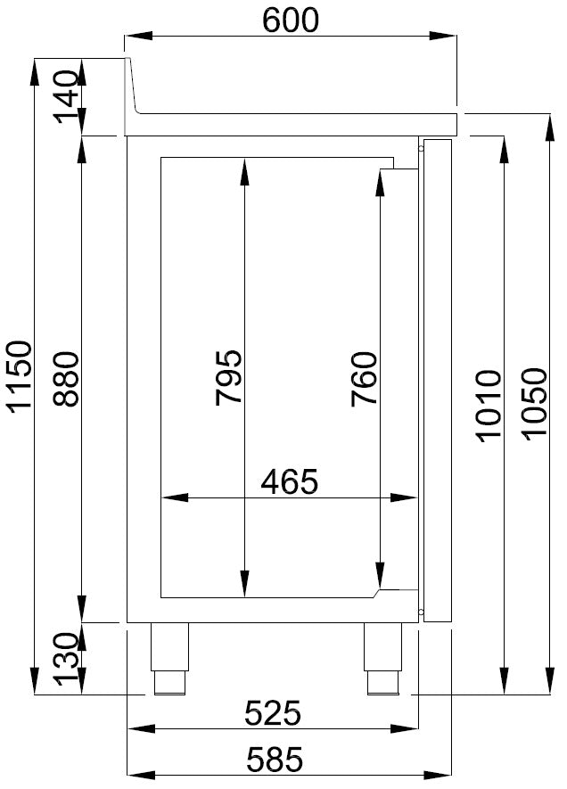 Combisteel Kühltisch 3 Türen mit Schublade für Kaffee, Serie 600