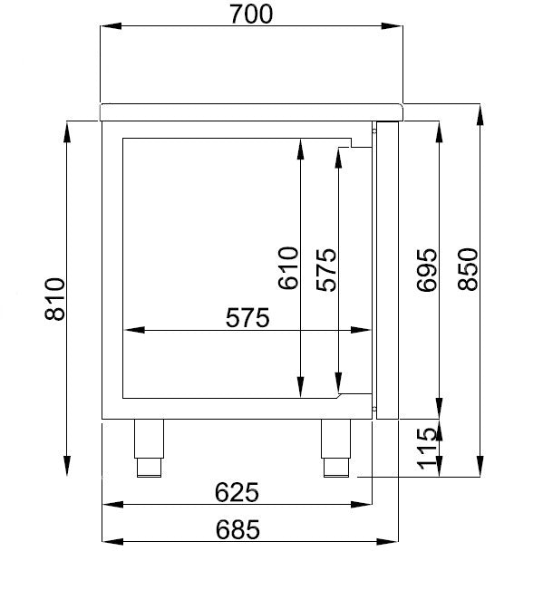 Combisteel Kühltisch 2 Türen und 2 Schubladen Monoblock Energy Line, Serie 700