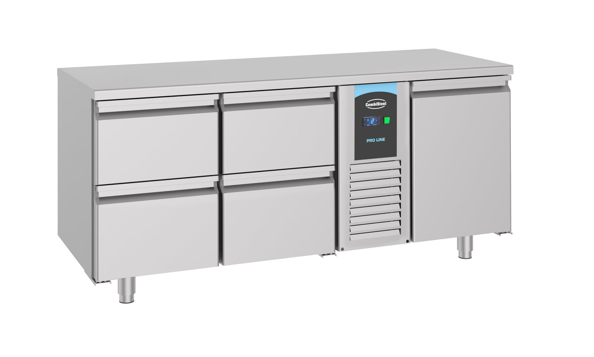 Combisteel Kühltisch 1 Tür und 4 Schubladen Monoblock Energy Line, Serie 700