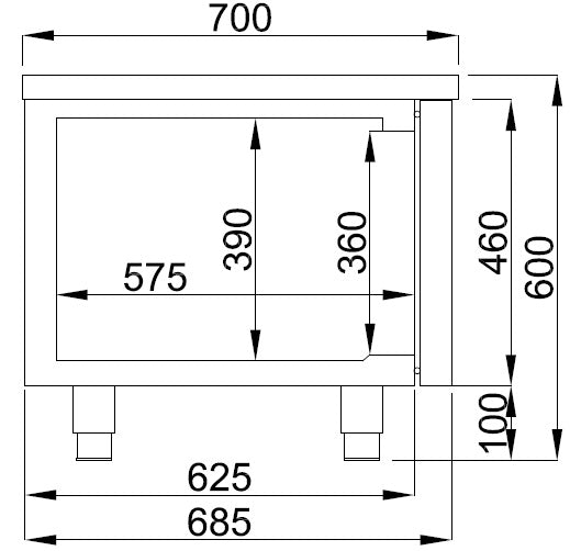 Combisteel Kühltisch 600 Hoch 2 Schubladen