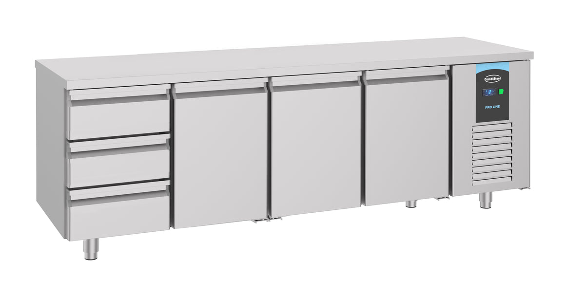 Combisteel Kühltisch 3 Türen 3 Schubladen Energy Line, Serie 700