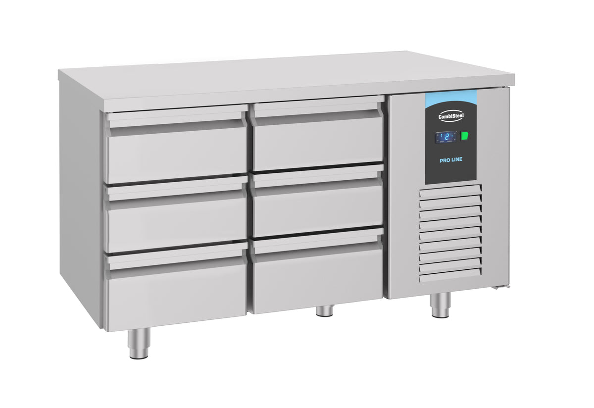 Combisteel Kühltisch 6 Schubladen Energy Line, Serie 700, 1400 x 700 x 850 mm