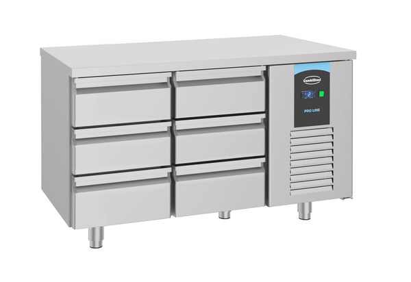 Combisteel Kühltisch 6 Schubladen Energy Line, Serie 700, 1400 x 700 x 850 mm