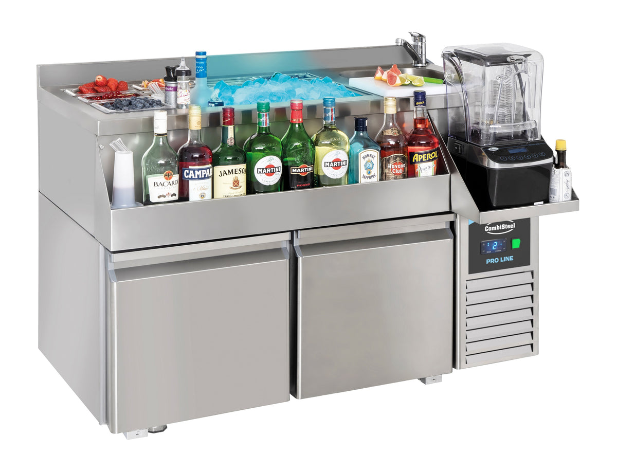 Combisteel Kühltisch 2 Türen mit Cocktail-bar-station, 1200 x 760 x 1000 mm