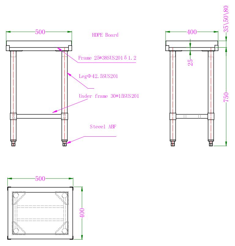 Combisteel Hackblock aus Polyethylen 50mm Dicke