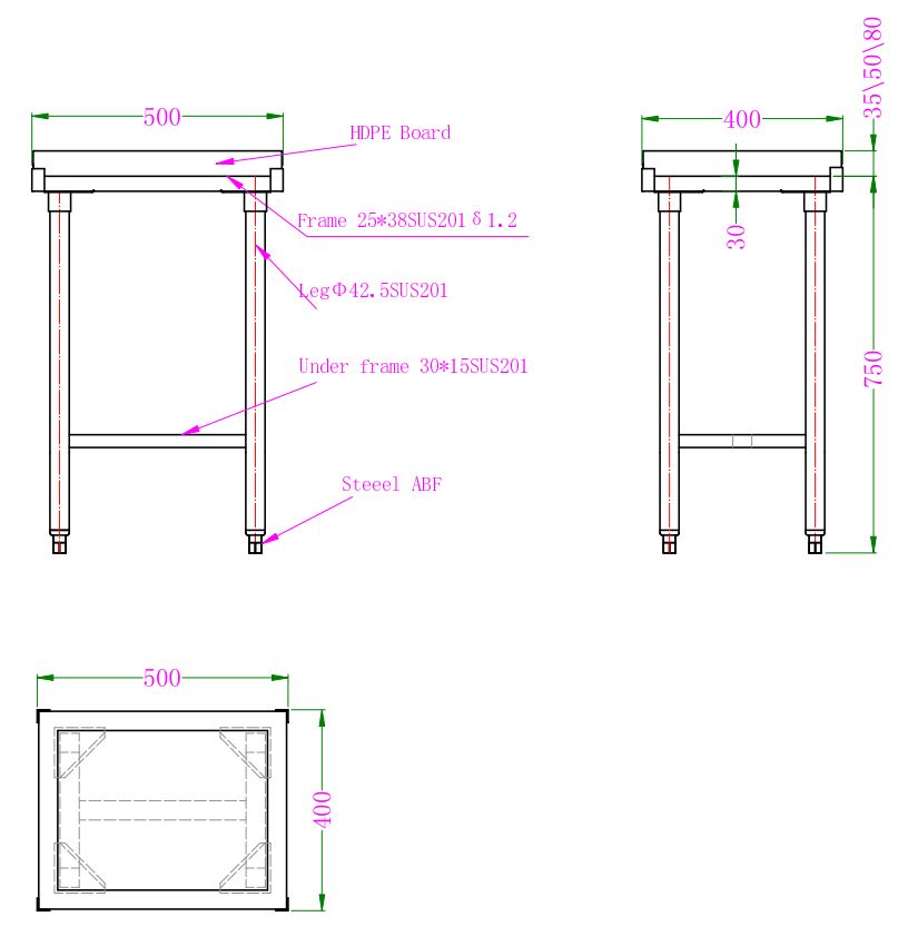 Combisteel Hackblock aus Polyethylen 80mm Dicke