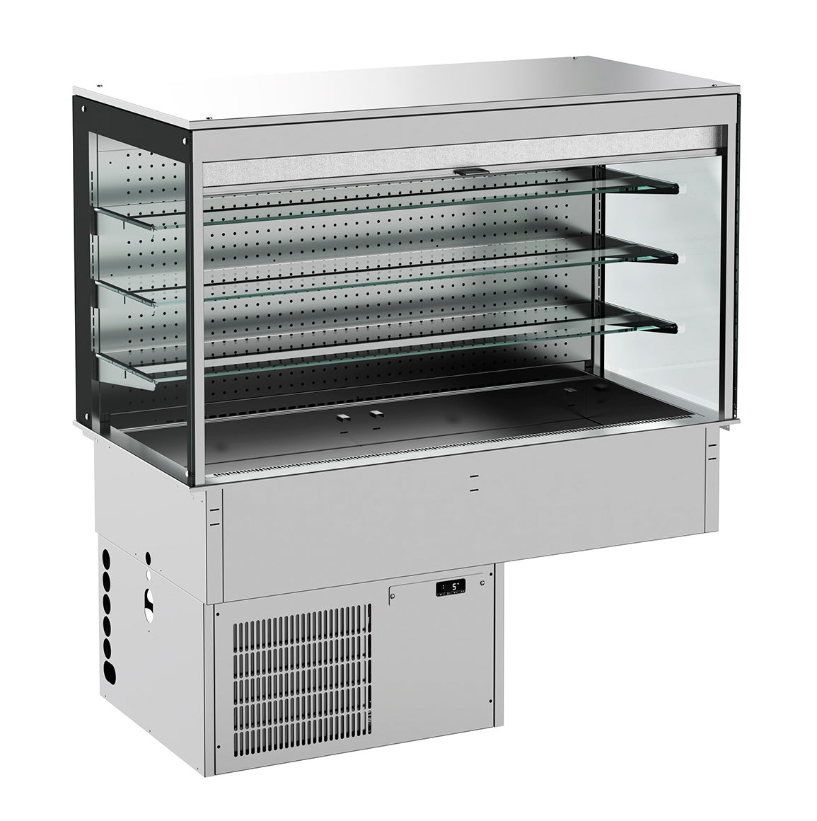 Combisteel Einbau Wandmodell Kühlvitrine Eckig – mit Rollvorhang 3/1 GN