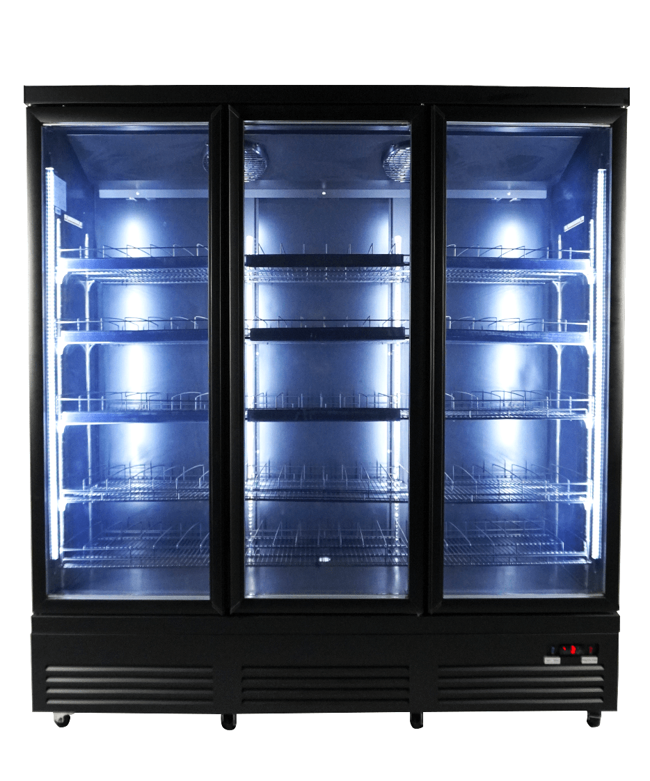 Combisteel Kühlschrank 3 Glastüren Schwarz CEB-1600R Bl