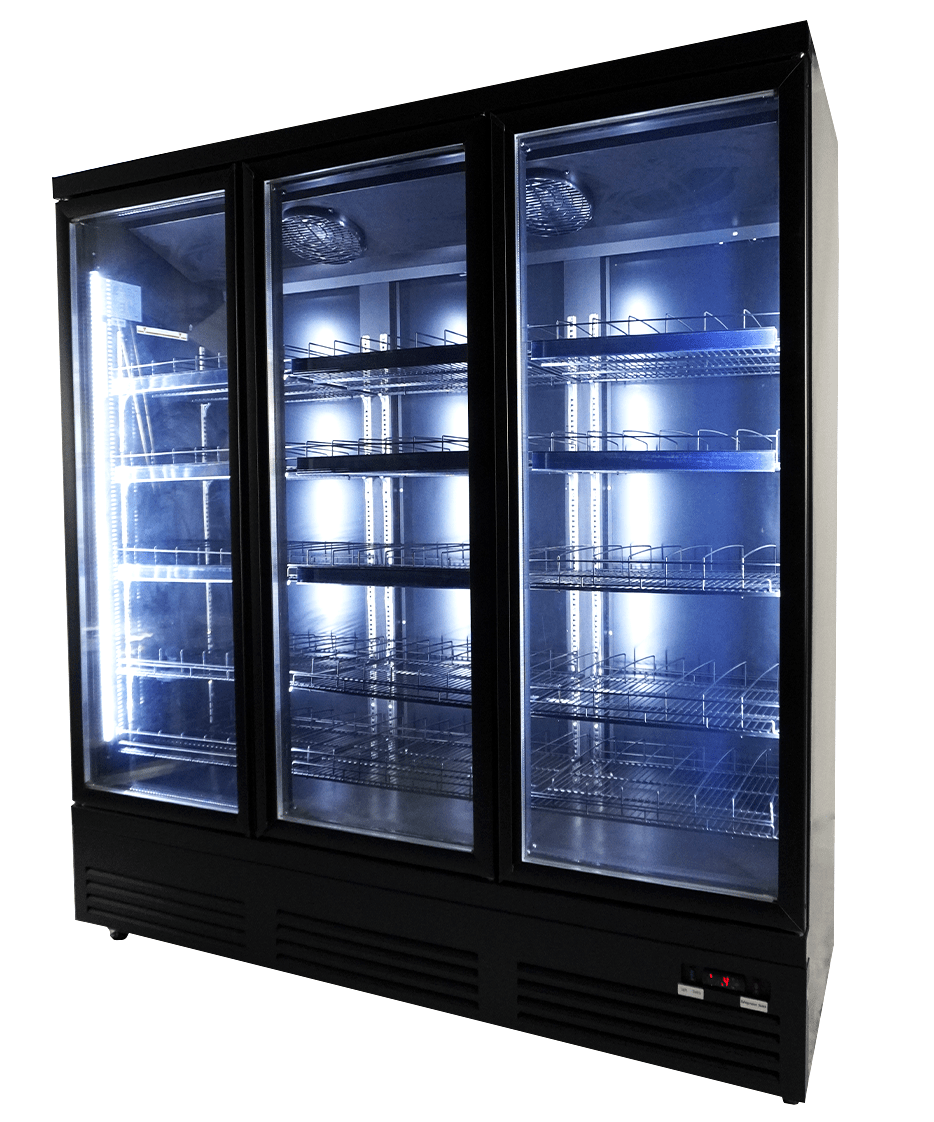 Combisteel Kühlschrank 3 Glastüren Schwarz CEB-1600R Bl