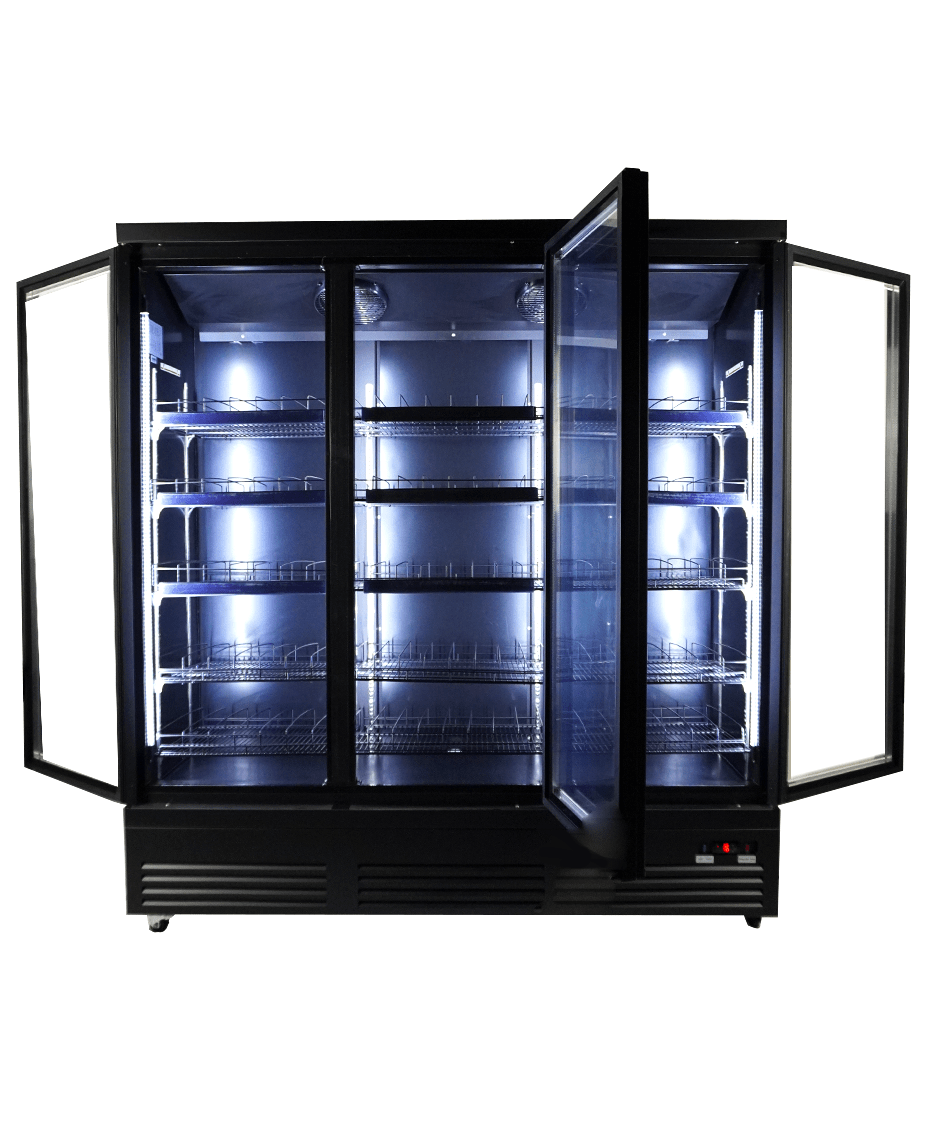 Combisteel Kühlschrank 3 Glastüren Schwarz CEB-1600R Bl