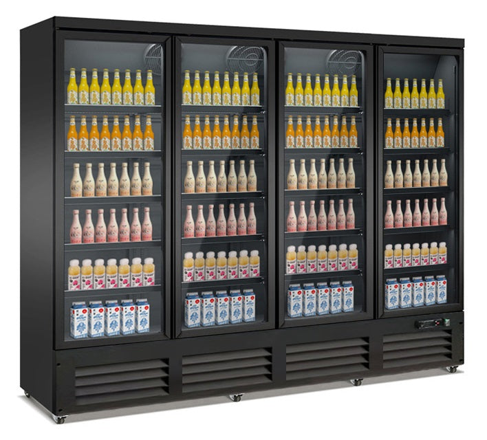 Combisteel Kühlschrank 4 Glastüren Schwarz CEB-2000R Bl *transport auf Anfrage*