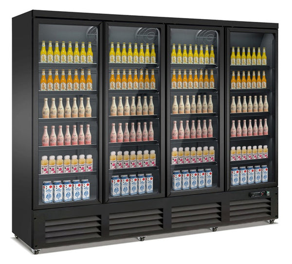 Combisteel Kühlschrank 4 Glastüren Schwarz CEB-2000R Bl *transport auf Anfrage*