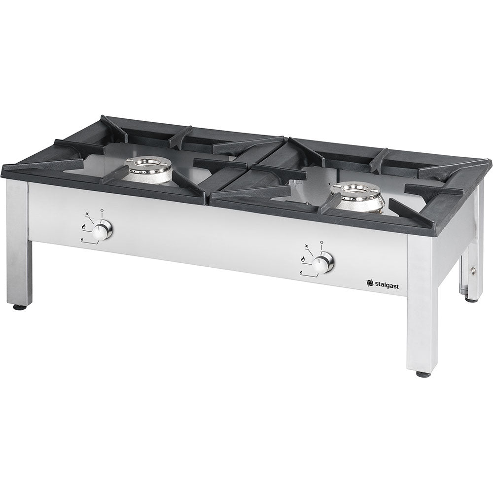 Stalgast Edelstahl Gas-Hockerkocher TOP, Doppelbrenner, G20, 1140x607x380 mm (BxTxH)