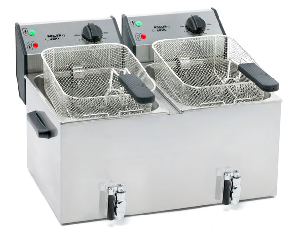 Stalgast ROLLER GRILL Fritteuse mit zwei Becken, mit Ablasshahn, 2 x 8 Liter