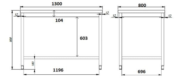 Combisteel Arbeitstisch Offenem Unterbau 1300, Serie 800
