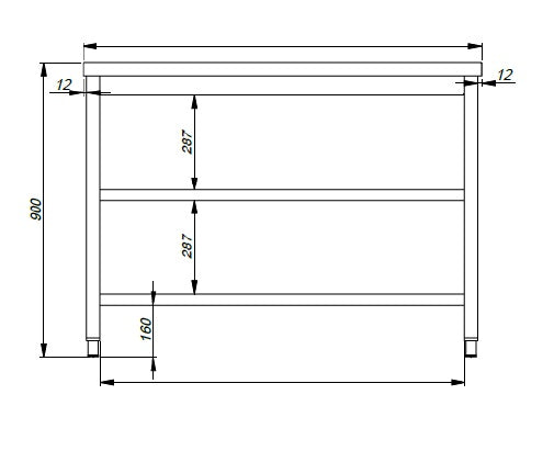 Combisteel Arbeitstisch 2 Boden 1200, Serie 600