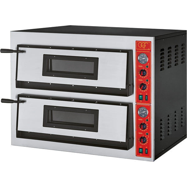 Stalgast GGF Pizzaofen mit zwei Kammern für 8 Pizzen à 360 mm, Vollschamott, 12 kW, 1010 x 850 x 750mm (BxTxH)