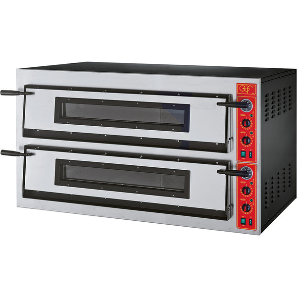 Stalgast GGF Pizzaofen mit zwei Kammern für 12 Pizzen à 360 mm, Vollschamott, 18 kW, 1370 x 850 x 750 mm (BxTxH)