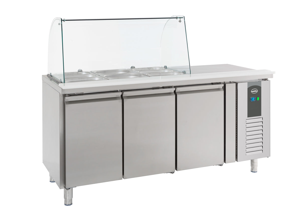 Combisteel Kühltisch mit Glas 3 Türen