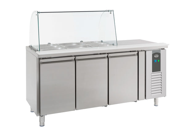 Combisteel Kühltisch mit Glas 3 Türen
