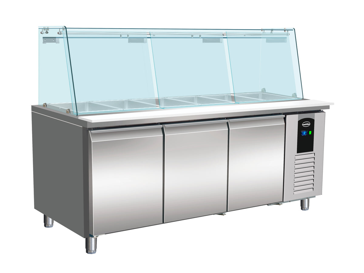 Combisteel Kühltisch mit Glas 3 Türen 5x 1/1 GN Behälter