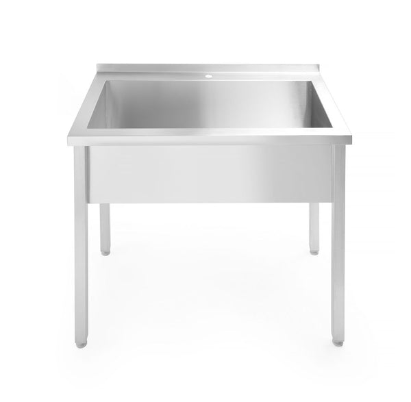 HENDI Tisch mit Einzelwaschwanne, ohne Spritzschutz – verschraubt, Tiefe 600 mm