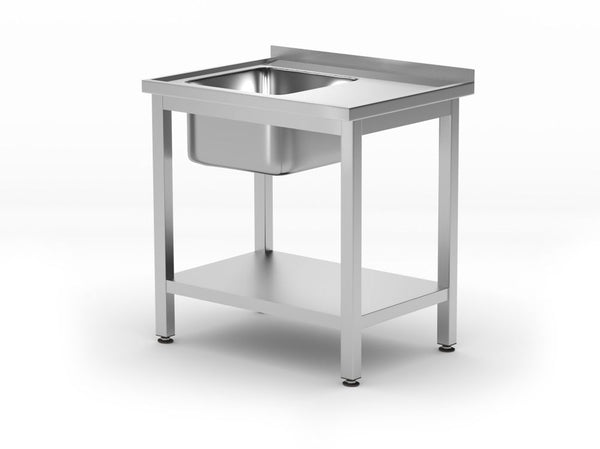 HENDI Waschtisch mit Ablage – verschraubt, Tiefe 600 mm