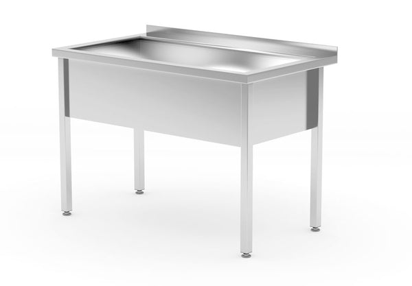 HENDI Tisch mit Einzelwaschwanne – verschweißt, Tiefe 700 mm, Kammerhöhe 300 mm