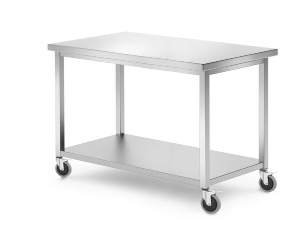 HENDI Mobiler Tisch, mit Ablage – verschraubt