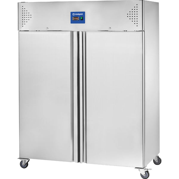 Stalgast Starline Edelstahl Doppeltür-Tiefkühlschrank mit Rädern, GN 2/1, 1480x830x2010 mm (BxTxH), 1300 L