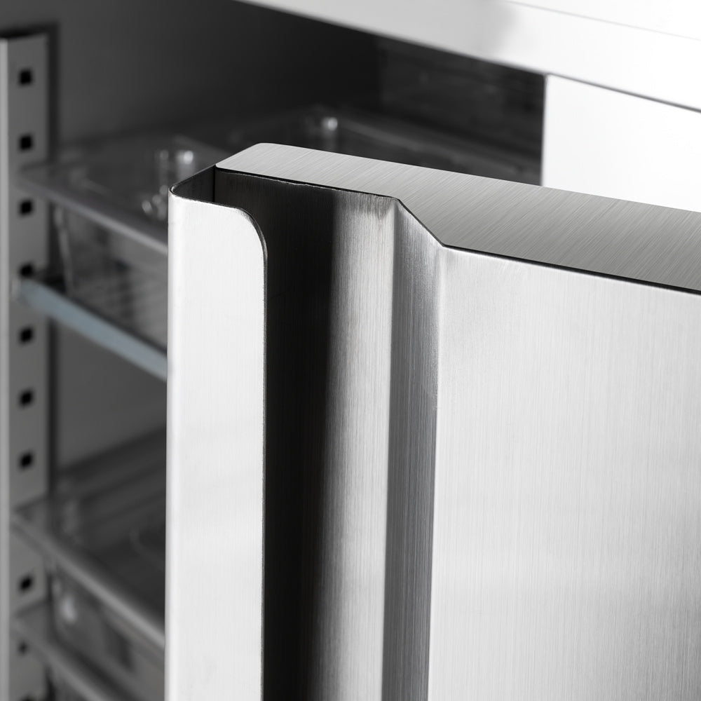 Stalgast Starline Edelstahl Doppeltür-Tiefkühlschrank mit Rädern, GN 2/1, 1480x830x2010 mm (BxTxH), 1300 L