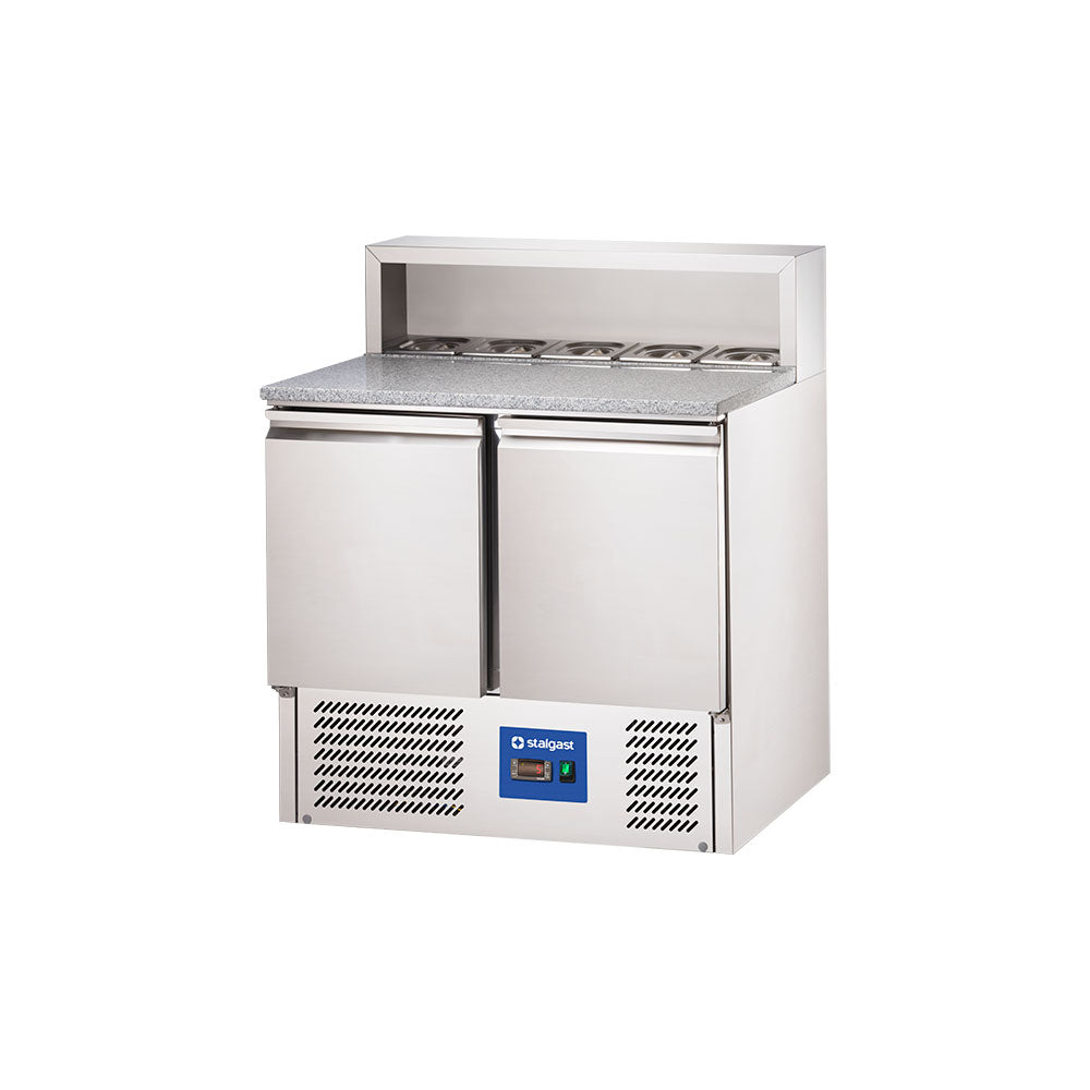 Stalgast Starline Pizzatisch, 2-türig, GN 1/1, Aufnahme 5x GN 1/6, 900x700x1090 mm (BxTxH)