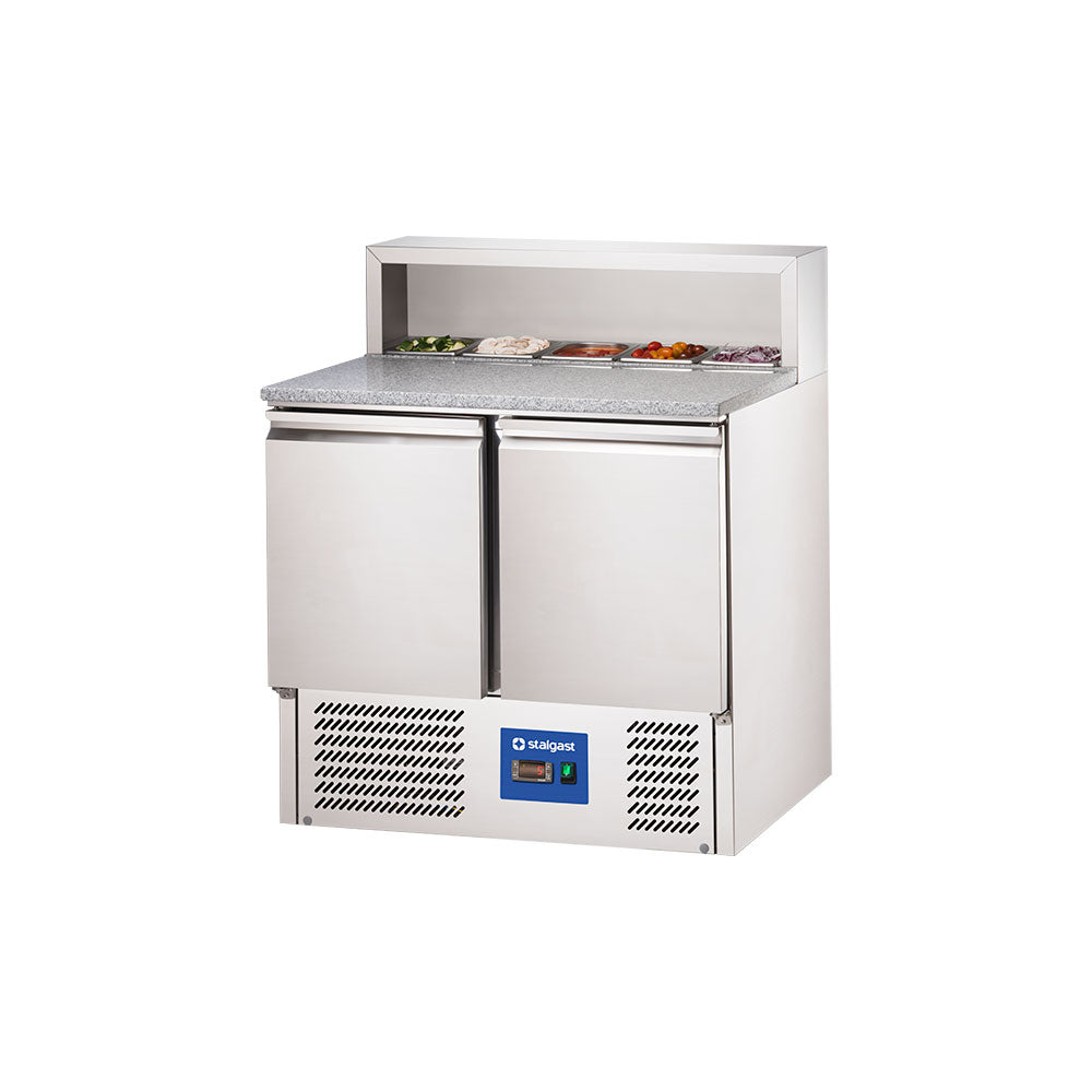 Stalgast Starline Pizzatisch, 2-türig, GN 1/1, Aufnahme 5x GN 1/6, 900x700x1090 mm (BxTxH)