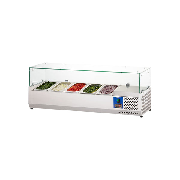 Stalgast Starline Pizzakühlaufsatz mit Glasabdeckung, 5x GN1/4, 1200x335x440 mm (BxTxH)