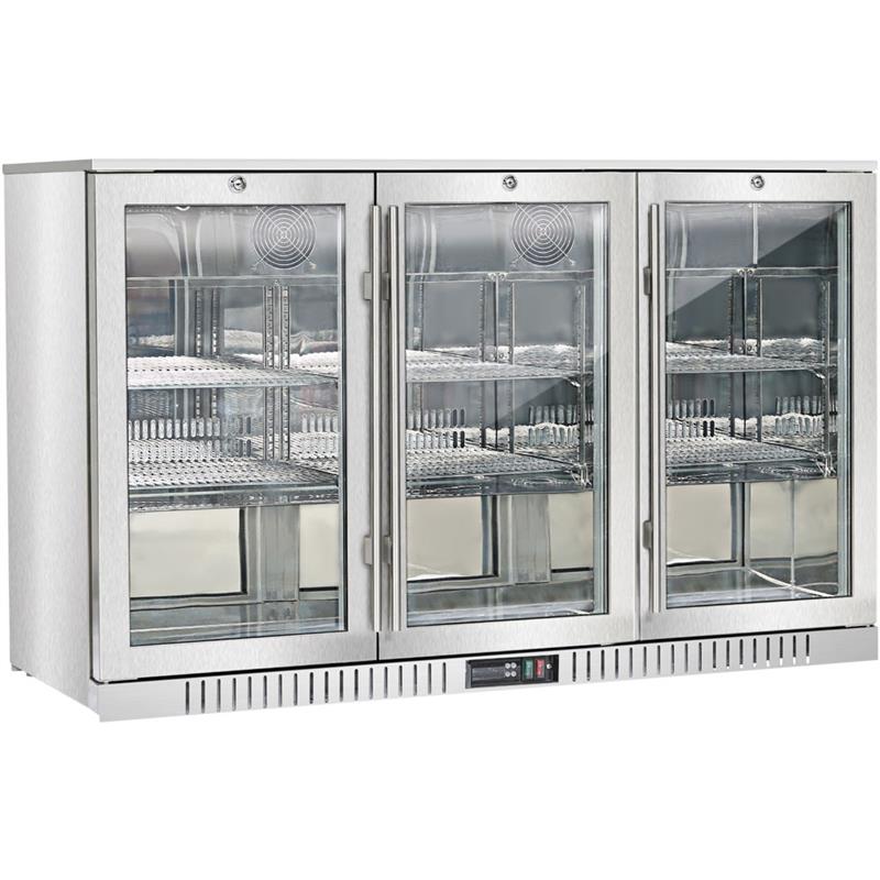 Stalgast Bar Display Cooler, drei Flügeltüren, 1350x530x835 mm (BxTxH), Edelstahl