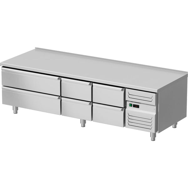 Stalgast Unterbaukühltisch mit sechs Schubladen, GN1/1 und GN 2/1, 2000x700x600 mm (BxTxH)